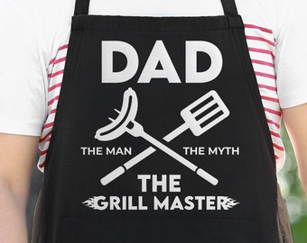 Dad Apron - The Man The Myth The Grill Master Apron For Dad, Gifts For Dad, Cooking Gift, Dad Gift, Father's Day Gift