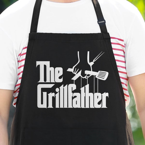 Grillfather Apron For Men, The Godfather Parody Apron, Funny Grill Gift for Cooking Guys, Gift for Dad for Fathers Day, Movie Gifts For Him