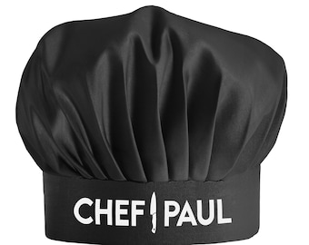Custom Chef Hat - Personalize With Any Name - Adjustable Kitchen Cooking Hat for Men & Women Black, Unique Cooking Gift for cook