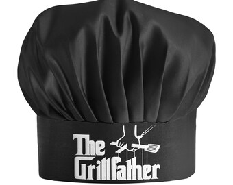 Funny Chef Hat - The Grillfather - Adjustable Kitchen Cooking Hat for Men - Dad Godfather Grill gift - Dad Birthday BBQ Grilling