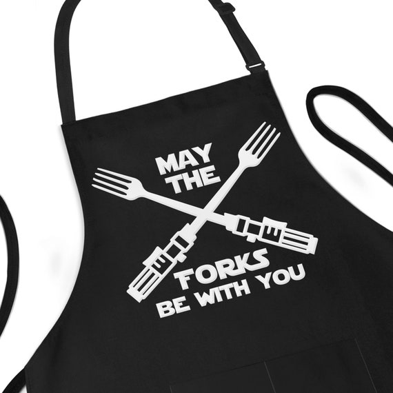 May The Fork Be With You Apron Funny Star Wars BBQ Fathers Day Dad Grandad Gift 