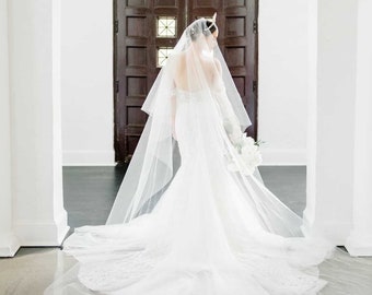 Double Layer Tulle Drop Veil, Blusher