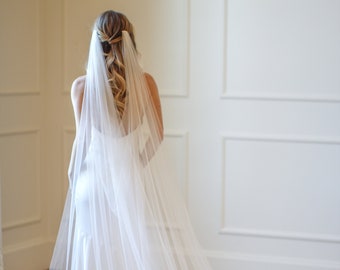 Draped Ultra Soft Bridal Veil - Wedding English Net, Fingertip, Waltz, Chapel, Cathedral Length