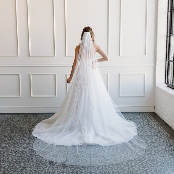 White Single Layer Wedding Veil