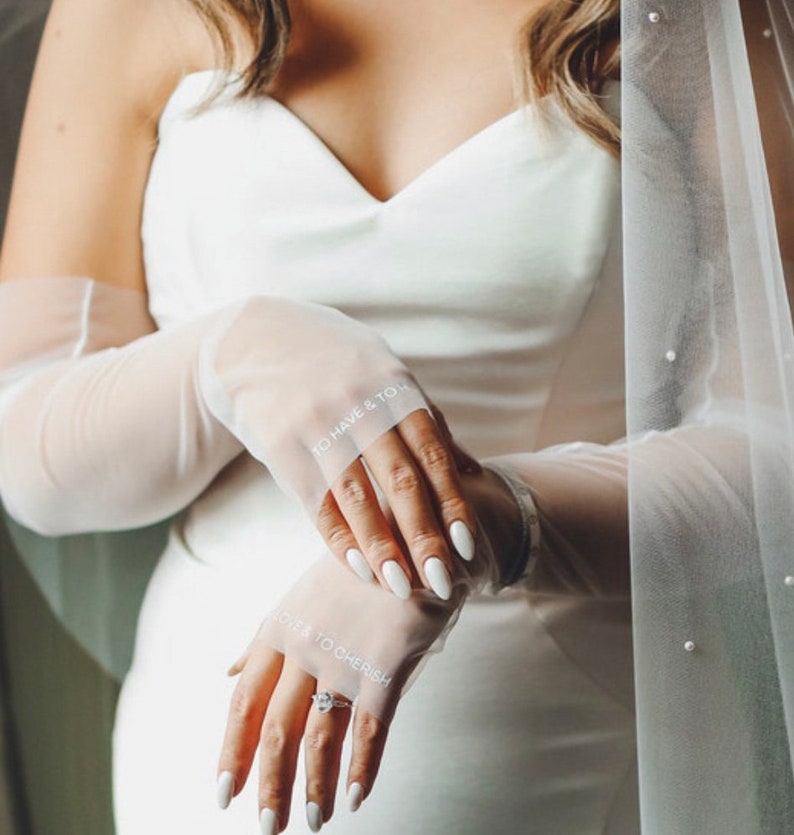 Bridal Gloves, Tulle Fingerless Sleeves image 5