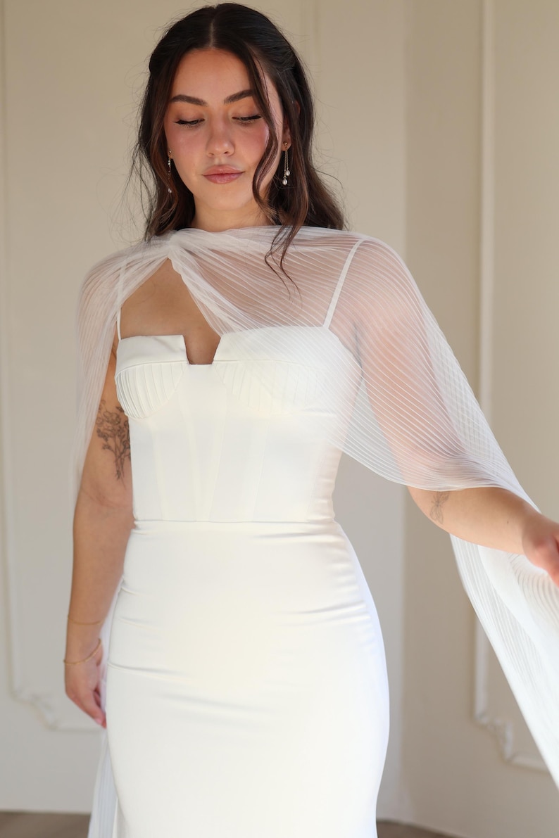 Bridal Pleated Neck Scarf image 9