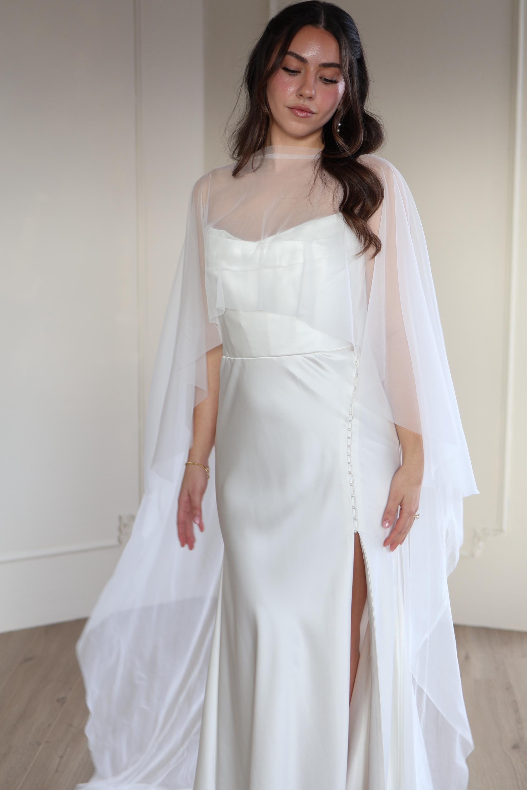 sachin and babi light blue dress Boho Two-piece Long Sleeve Wedding Dress Lace Top Chiffon Skirt   loveangeldress