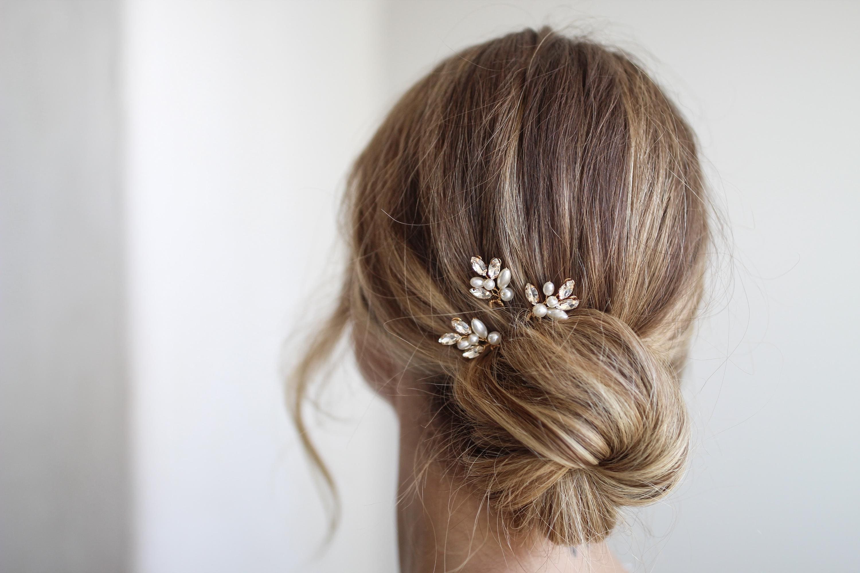 Set Di 15 Forcine Per Capelli Da Sposa Con Perle E Fiori - Accessori Per Acconciature Eleganti | Oro E Argento - Foto 8