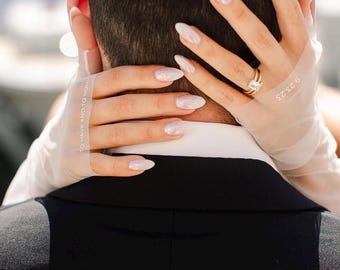 Personalized Bridal Gloves, Tulle Fingerless Sleeves