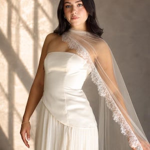Chantilly Lace Trim Bridal Scarf, English Net Neck Wrap, Modern Bride Accessory