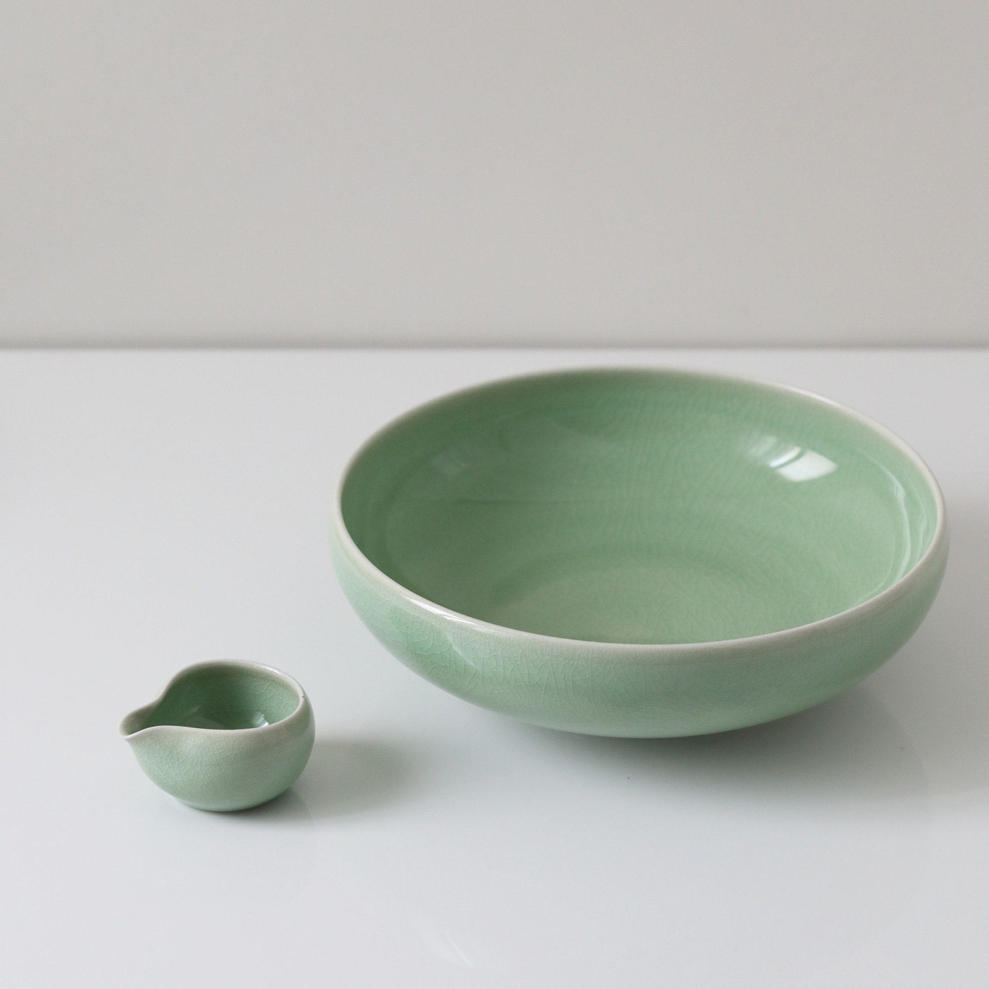Korean Celadon Ceramic Salad Bowl Main Dish Beautiful green Etsy