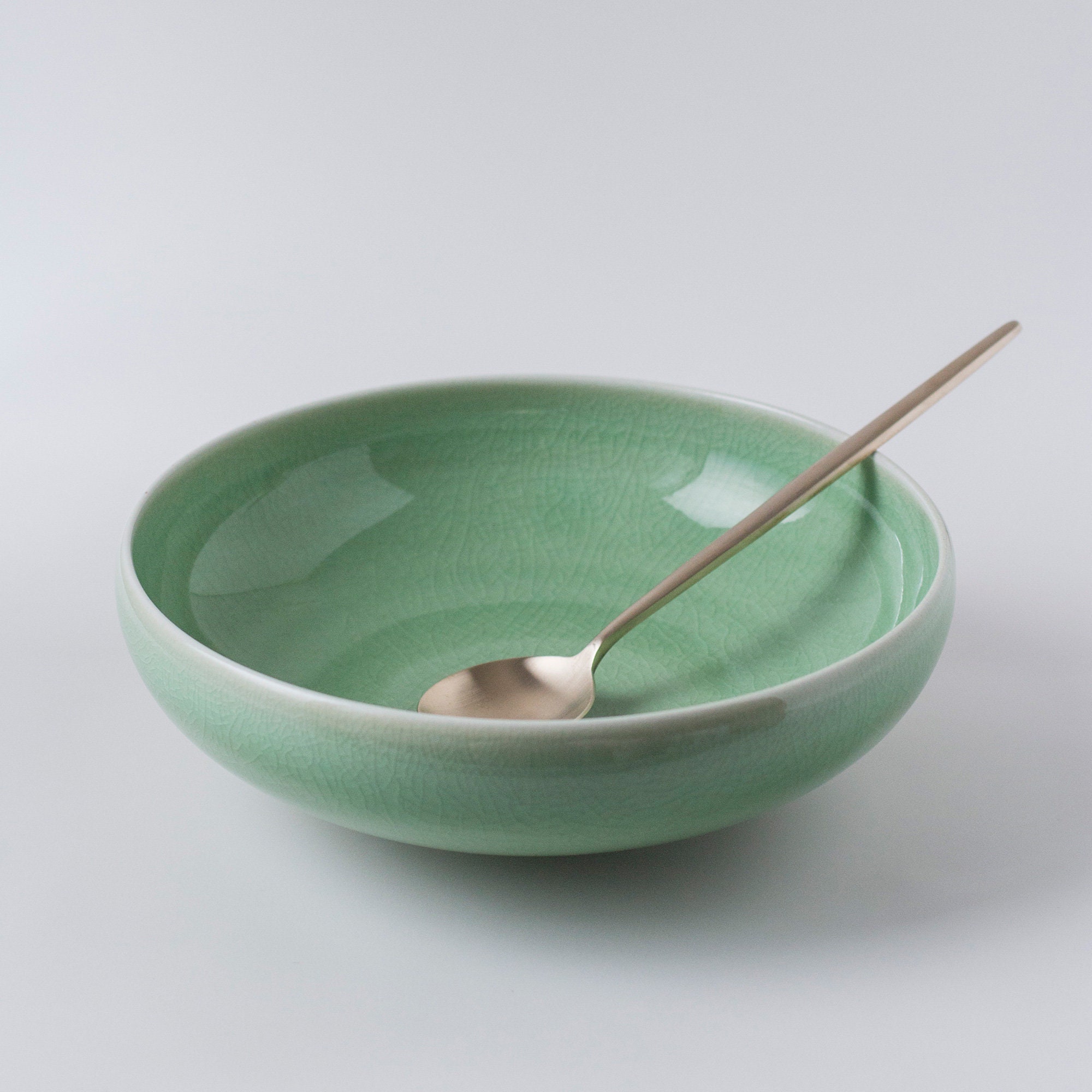 Korean Celadon Ceramic Salad Bowl Main Dish Beautiful green Etsy