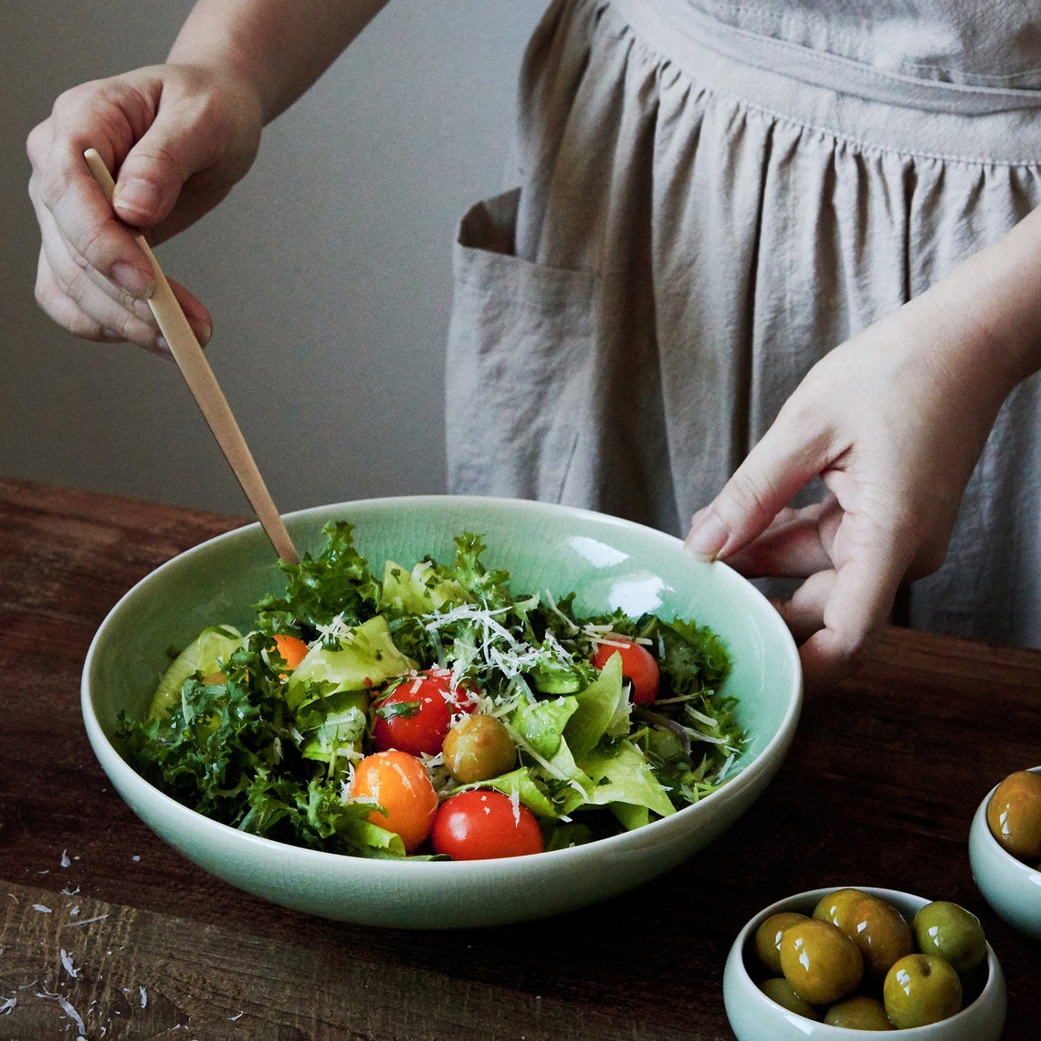 Korean Celadon Ceramic Salad Bowl Main Dish Beautiful green Etsy