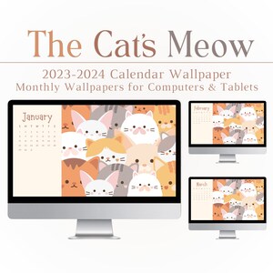 2023-2024 Desktop Wallpaper Background, Calendar Wallpaper, PC, Mac, Cute, Cats, Kittens, Cat Calendar, Kitten, Windows Wallpaper, Mac, PC