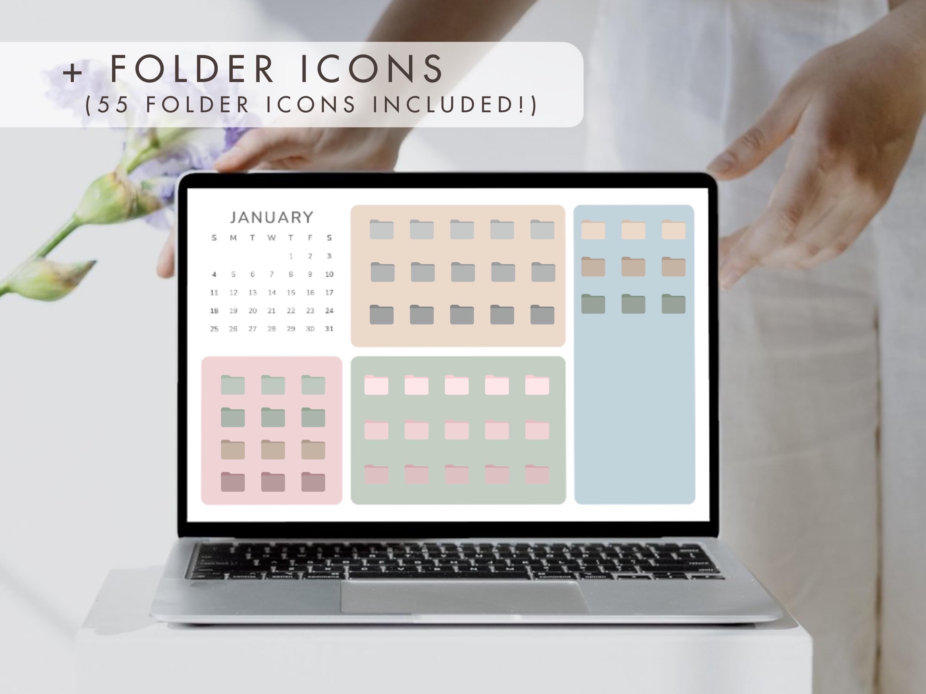2026 Pastel Productivity Desktop Calendar Wallpaper & Folder Combo Set ...