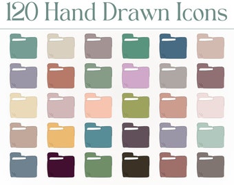 120 Icons for Mac & PC, Folder Icons, File Icons, Windows Icons, PC Icons, Mac Icons, Cute Icons, Hand drawn, Organization, Bundle Pack, HD