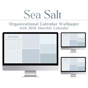 2026 Sea Salt Desktop Wallpaper, Calendar Organizer, Organizational, Mac, PC, Tech, Productivity, Computer Background, Aesthetic, Minimalist