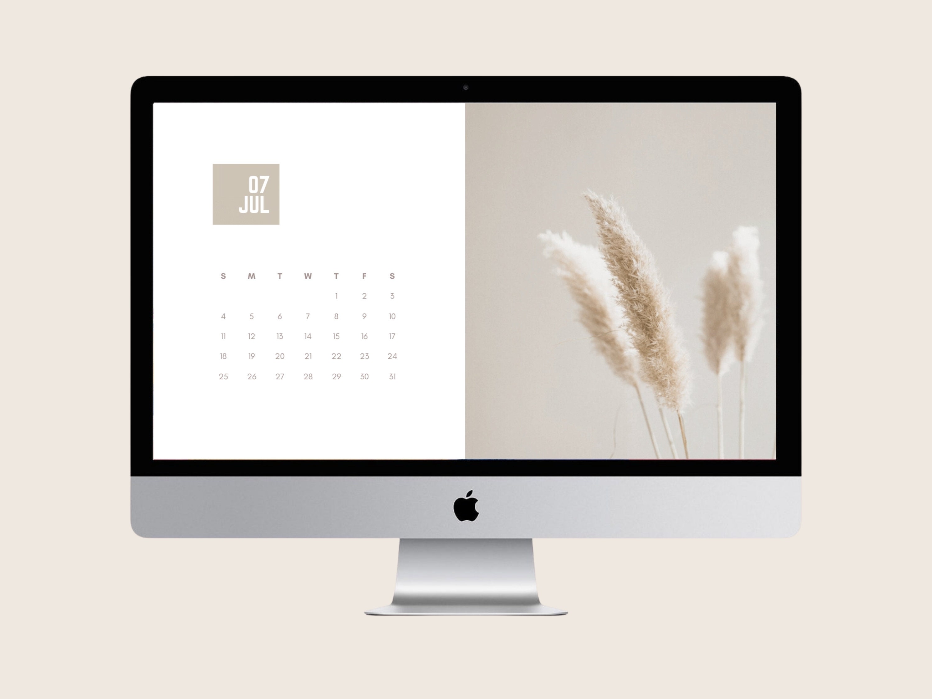 pastel beige aesthetic monthly desktop 2021 calendar etsy