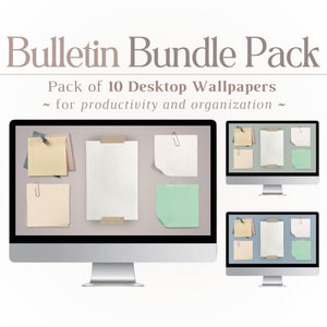 Desktop Wallpaper Bundle Pack, Bulletin Organizer, Computer Wallpaper Organizer, Produktivität, Organisation, Mac, Windows, PC, Student, Tech