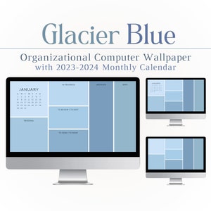 2023-2024 Wallpaper Organizer, Blue, Calendar, Organizational, Mac, PC, Windows, Tech, Productivity, Laptop, Desktop, Student, Wallpaper, HD