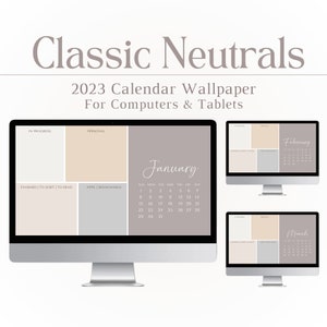 Neutrals Desktop Wallpaper, Organizer, Calendar, Mac, PC, Windows, Tablet, Wallpaper, Organizational Wallpaper, Productivity, Minimalist, HD