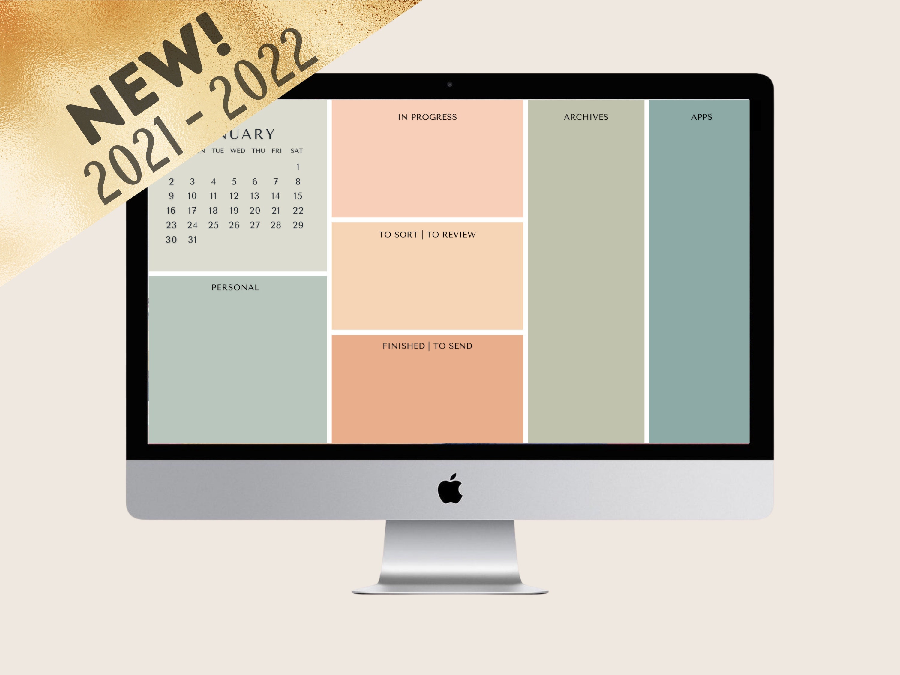 October 2022 Calendar Desktop Wallpaper 2021-2022 Desktop Wallpaper Organizer Computer Background | Etsy