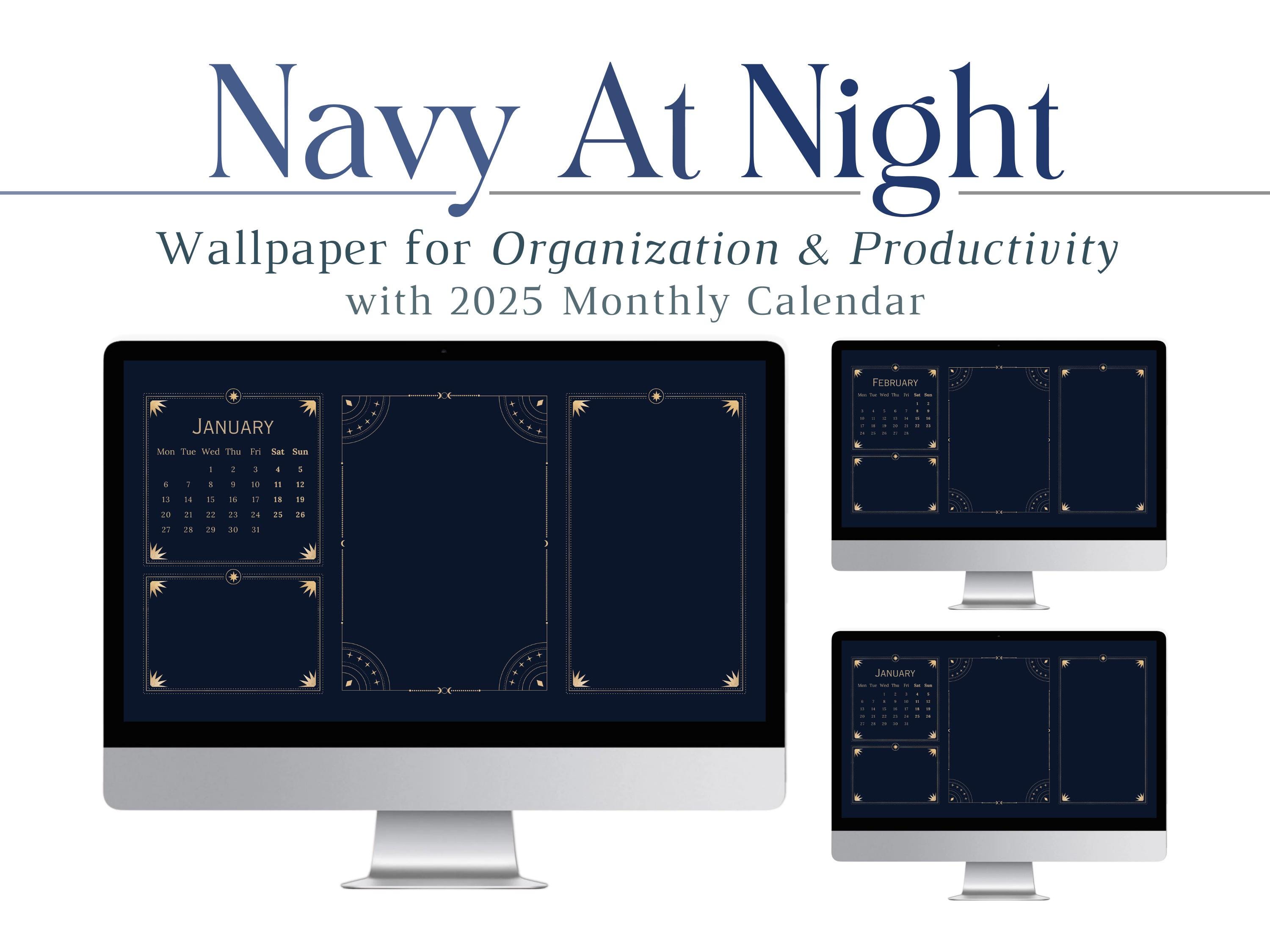 2025 Navy \u0026 Gold at Night, Fondo de escritorio, Organizador, Fondo de  computadora, Tecnología, Organización, Calendario, PC, Mac, Windows, Tema  oscuro, HD - Etsy México, image size:3000x2250