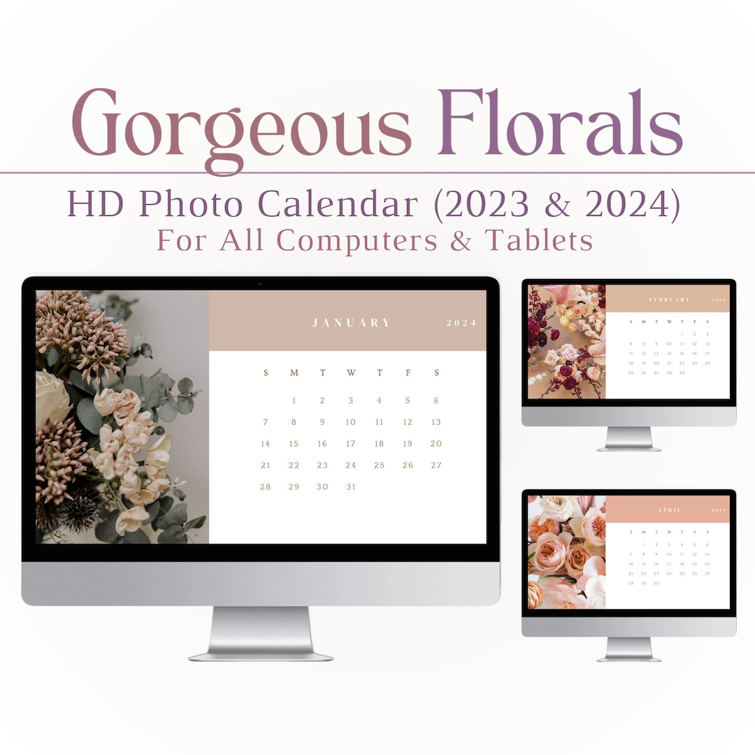 Gorgeous Florals Desktop Wallpaper 2024 Calendar, Flowers, Floral