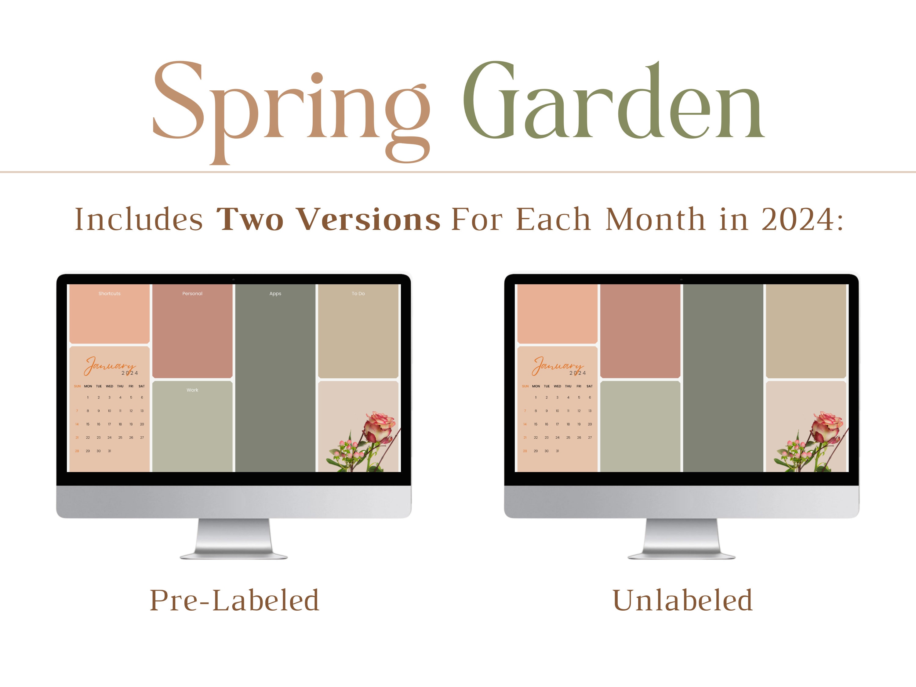 Printable Spring Calendar 2024 Spring Organizer Calendar Wallpaper, Computer Background ...