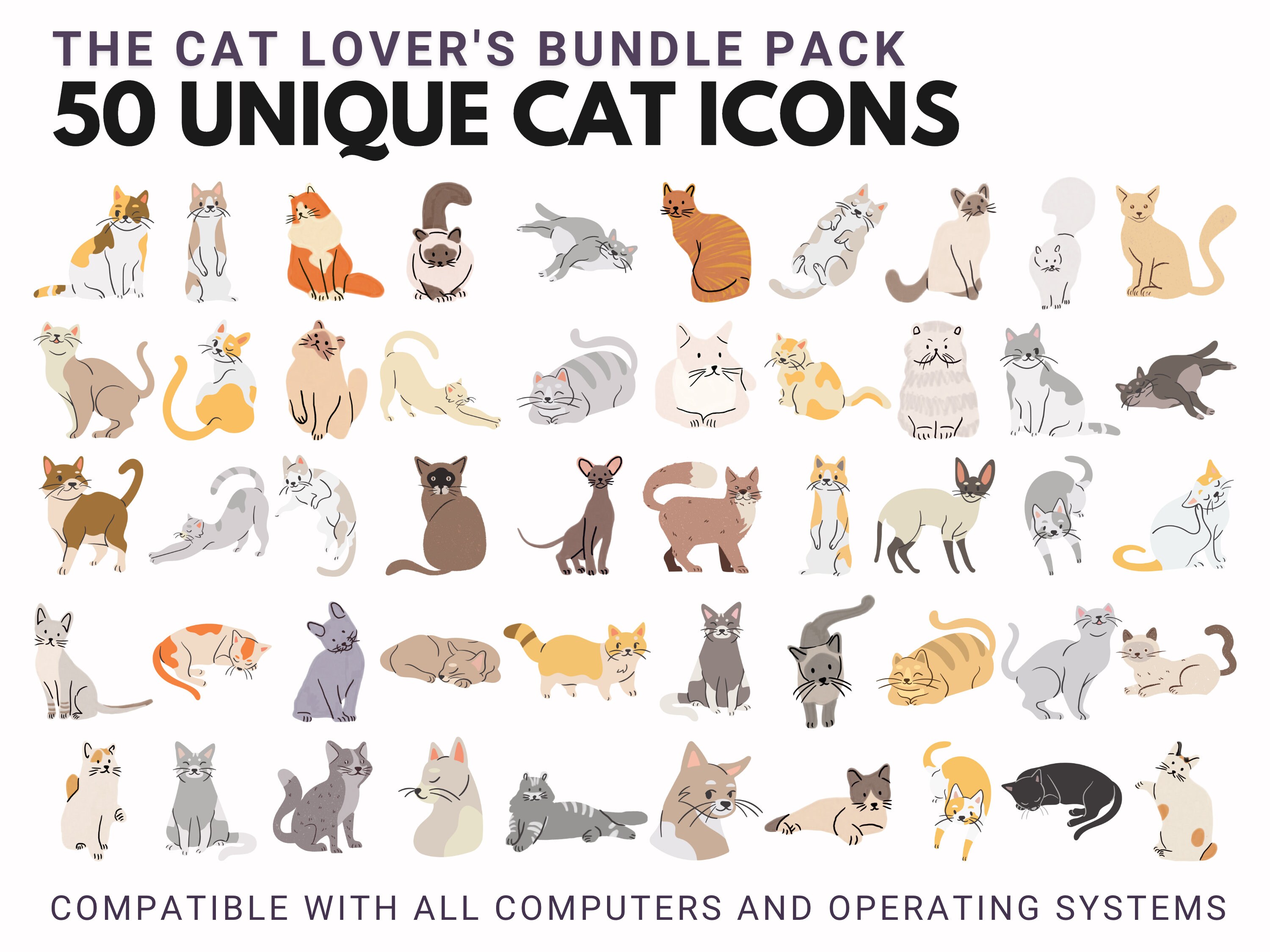 50 Cat Icons for Mac & PC Folder Icons File Icons Mac PC 