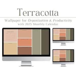 2025 Terracotta Desktop Wallpaper, Organizer, Computer Background, Organizational, Wallpaper, Mac, PC, Windows, Calendar, Productivity, Tech