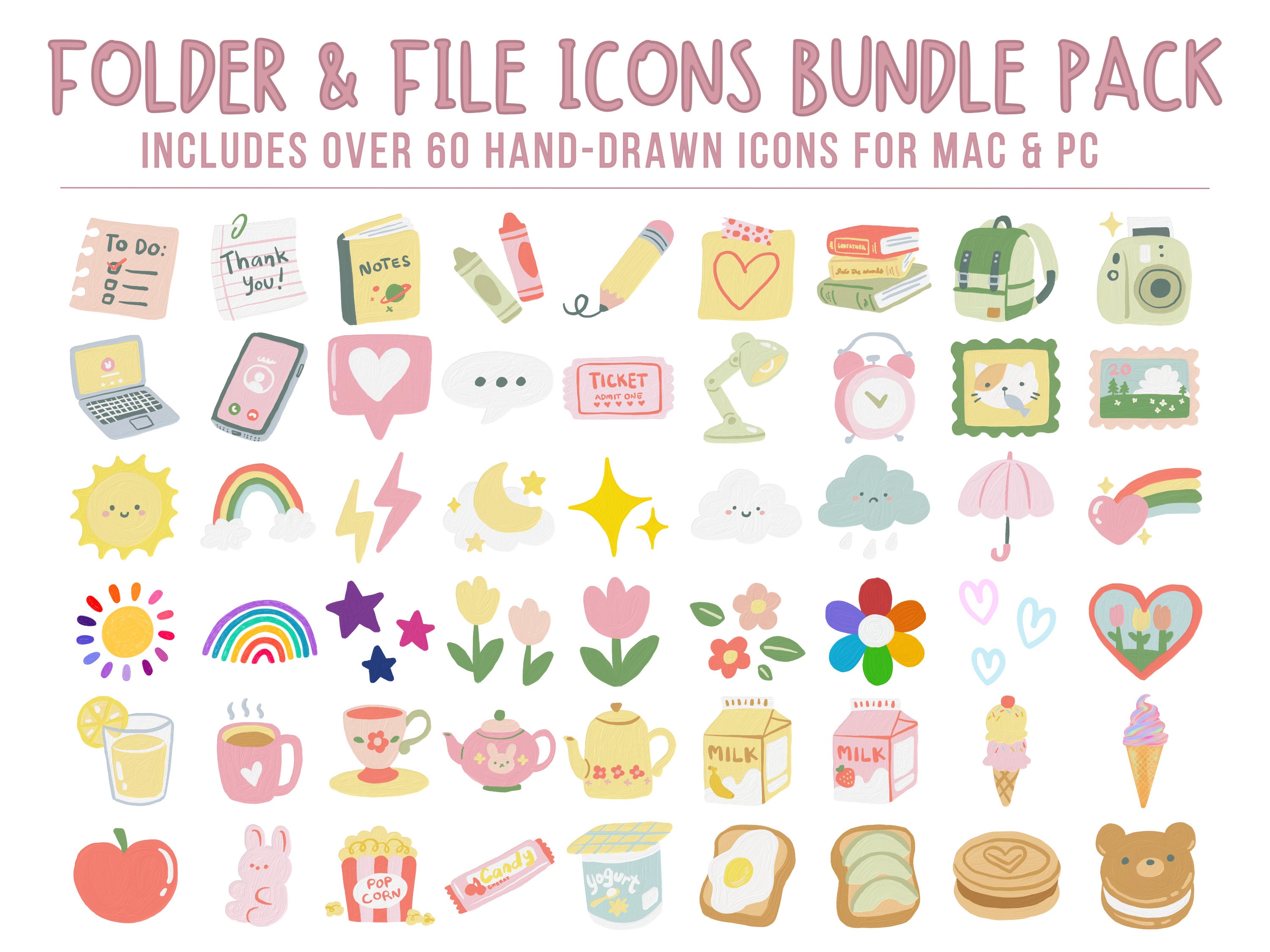 Kawaii desktop folder icons cute windows mac folder icons 40 off