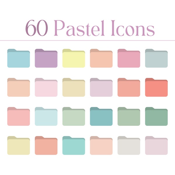 60 Folder Icons for Mac & PC, Desktop Folder Icons, MacOS Icons, Windows Icons, Instant download, Digital Download, Pastel Aesthetic, Icons