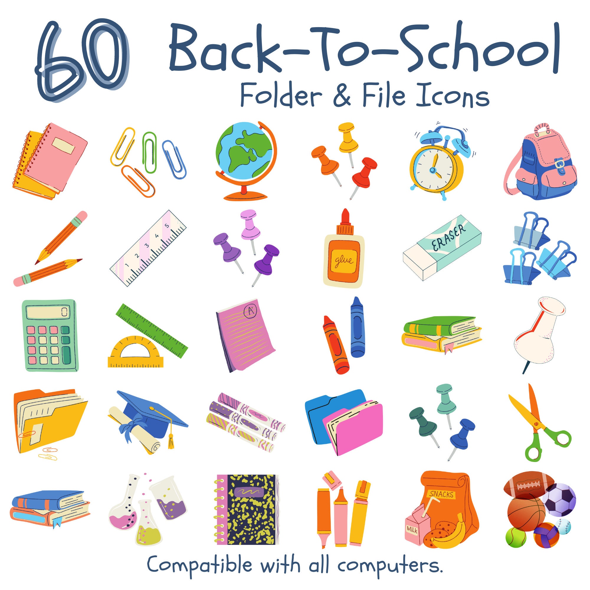 60 Academic Folder Icons for Mac & PC, School Icons, File Icons, Mac ...