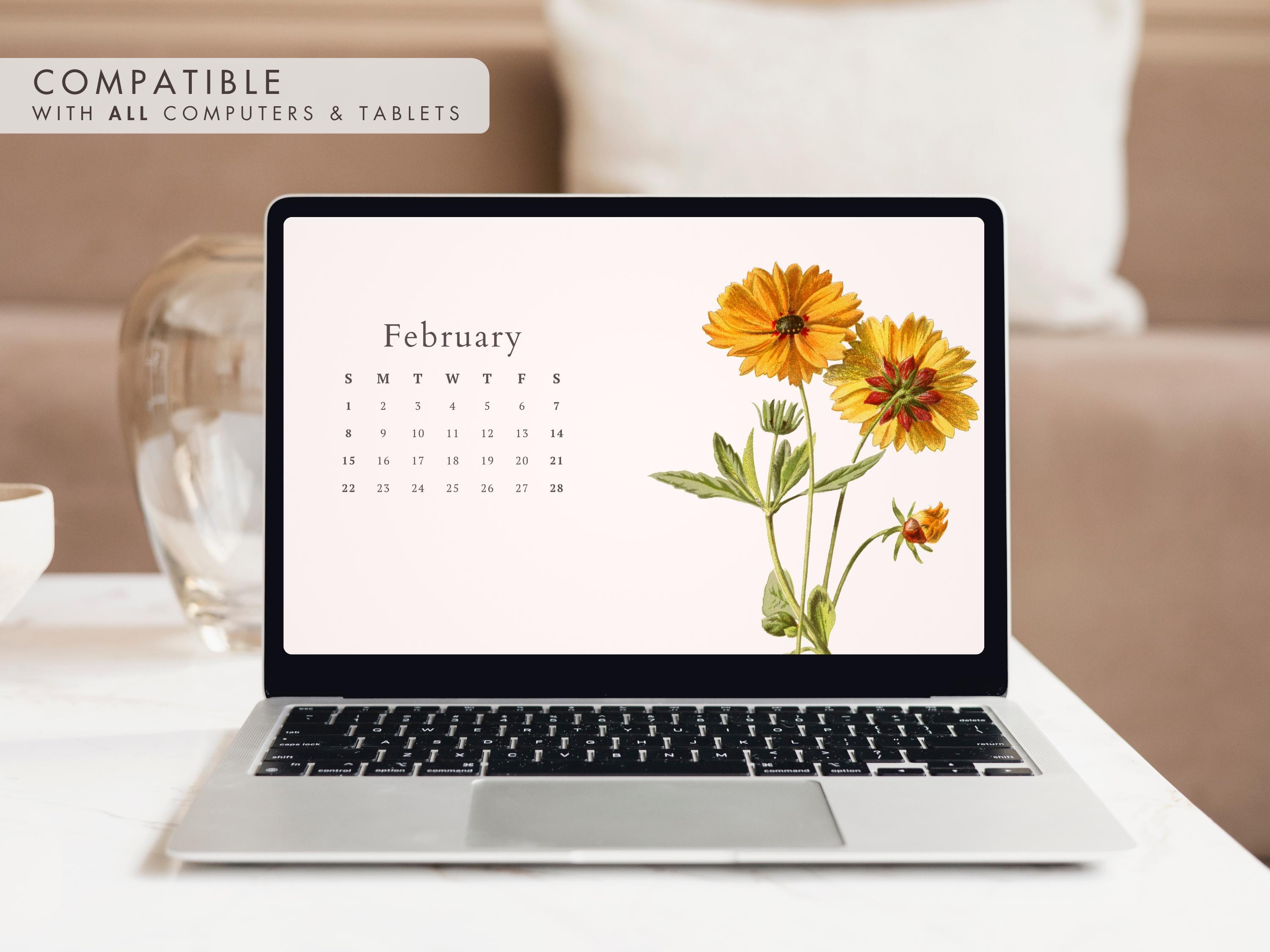 2026 Fancy Florals Desktop Wallpaper \u0026 Calendar, Computer Background, PC,  Mac, Windows, Pretty, HD, Flowers, Aesthetic, Pink, Screensaver - Etsy  Israel, image size:3000x2250