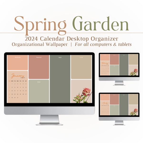 2024 Spring Organizer Calendar Wallpaper, Computer Background, Wallpaper, PC, Mac, Windows, Productivity, Tech, Organizational, School, Work