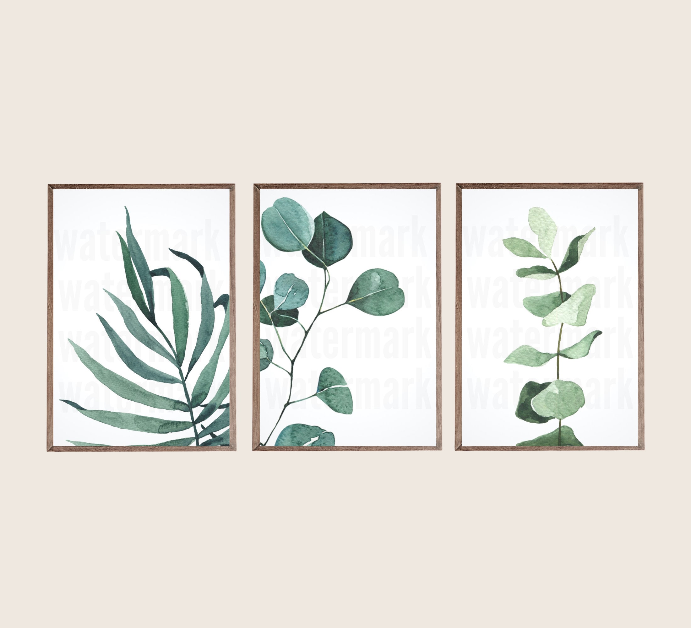 Set of 3 Watercolor Botanical Wall Hangings, Printable Minimalist Art…