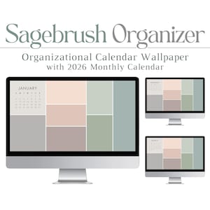 2026 Sagebrush Computer Wallpaper w/ Calendar, Mac, PC, Laptop & Desktop, Organizer, Productivity, Declutter, Student, Work, Business, Tech