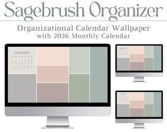 2026 Sagebrush Computer Wallpaper w/ Calendar, Mac, PC, Laptop & Desktop, Organizer, Productivity, Declutter, Student, Work, Business, Tech