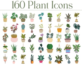 160 Botanical Icons, Desktop Icons, File Icons, Mac, PC, Folder Icons, Windows Icons, Aesthetic Icons, Boho, Tech, Plants, Instant Download