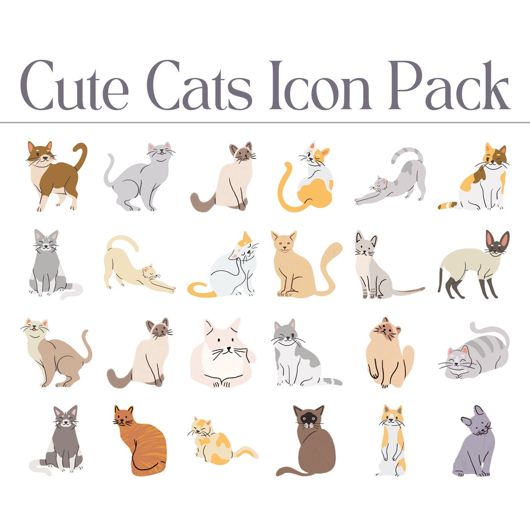 Cute Cat Folder Icons Windows and Macos Digital Download 