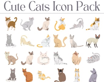 50 Cat Icons for Mac & PC, Folder Icons, File Icons, Mac, PC, Instant Download, Digital Download, Animal Icons, Cute, Cat Folder Icons, Tech
