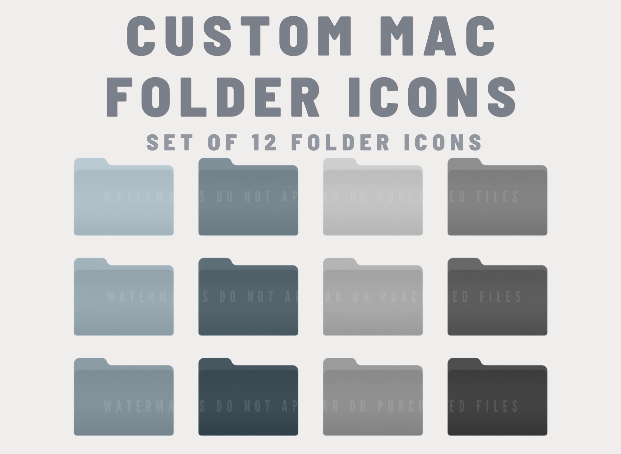 Custom Folder Icons for MacOS MacBook Gray Palette Grey | Etsy