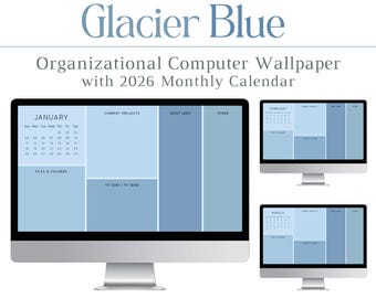 2026 Glacier Blue Wallpaper Background, Computer, Organizer, Calendar, Mac, PC, Windows, Tech, Productivity, Laptop, Desktop, Student, HD