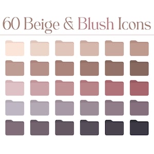60 Folder Icons for Mac & PC, Desktop Icons, File Icons, Mac, PC, Instant Download, Digital Download, Aesthetic, Beige, Boho, Neutral Icons