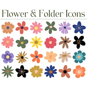 100 個の花のアイコン、フォルダ アイコン、デスクトップ アイコン、Mac、Windows、PC、アプリ アイコン、ファイル アイコン、美的、Notion アイコン、Goodnotes アイコン、かわいいアイコン