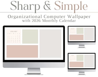 Sfondo nitido e semplice 2026, organizzatore di sfondi per desktop, calendario desktop, estetico, minimalista, neutri, beige, Mac, PC, laptop, tecnologia