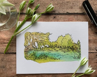 Watercolor note cards | Letter writing set | Landscape stationery | Assorted nature blank greeting cards | Snail mail stationery set