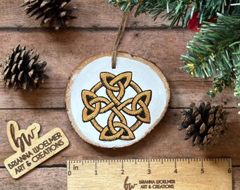 Hand-Painted Celtic Trinity Knot Wood Slice Ornament