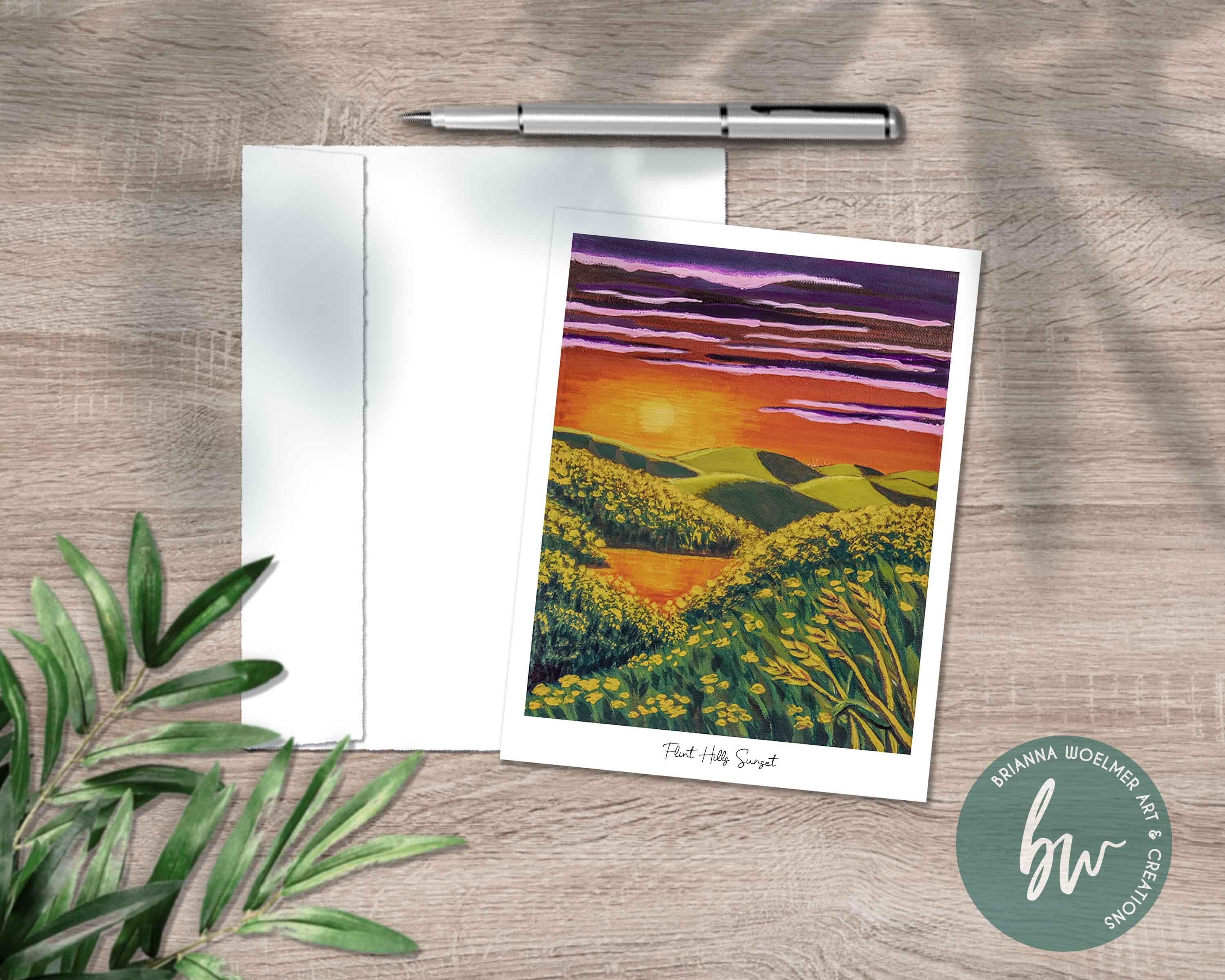 Nature Note Cards Set of 10 Kansas Landscape Stationery Set Etsy